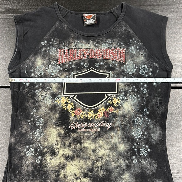 Harley-Davidson Vintage Cap Sleeve Black Top with Rhinestone Accent - XL - Picture 7 of 8